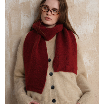 Red Soft Wool Blend Knitted Scarf Women Men Winter Pure Color Neck Wrap (157x22cm)