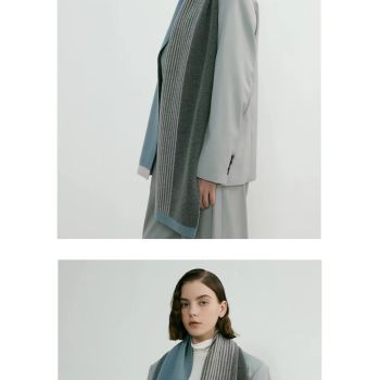 Blue Elegant Color Block Striped Scarf -Men's & Women's Versatile, Winter Warmth 165x29cm