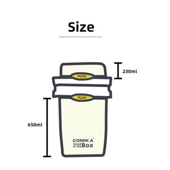 White Portable salad cup with ingredient compartment and fork and spoon - enjoy breakfast on the go