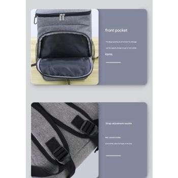 Grey Leakproof Insulated Backpack Cooler - Durable Oxford Cloth, for Travel & Picnics