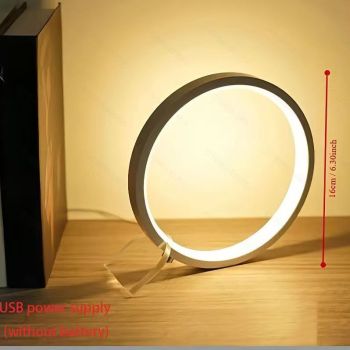 Modern LED Ring Desk Lamp - USB Powered, 3 Color Modes, Dimmable