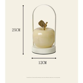 Orange Decorative Apple Table Lamp - USB-C,  3 Light Modes, Metal Handle