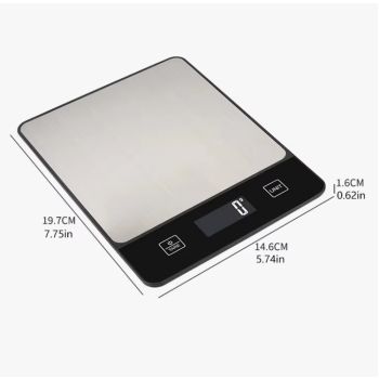 White Digital Kitchen Scale - Stainless Steel Food Scale for Baking & Cooking (10kg/1g)