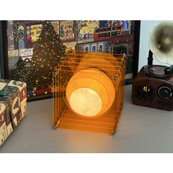 Minimalist Layered Acrylic Moon Lamp - USB Touch Dimmable (Sunset Orange Moon Lamp)