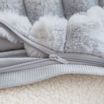 A pair of Khaki Plush Faux Rabbit Fur Throw Pillow Cover - Textured Wheat Ear Design (45x45cm)