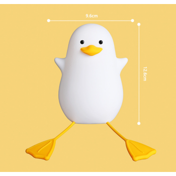 Cute Gull Silicone Night Light - Tap Control, USB Rechargeable, Kids Bedroom (Warm light three-speed yellow mouth)