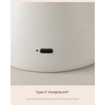 Gray Mushroom LED Table Lamp - Rechargeable, 3-Color Touch Dimmable, USB-C