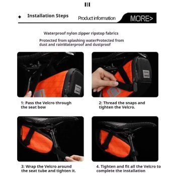 White And Black Water-Resistant Bicycle Saddle Bag - 1.3L Reflective Seat Pack for Road & Mountain Bikes