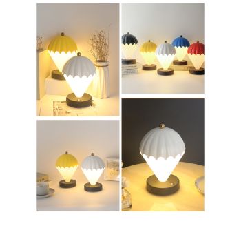 Black Rechargeable Hot Air Balloon LED Touch Lamp - 3-Color Nordic Style Desk Light