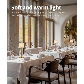 Black and White Elegant Rechargeable Fabric Shade LED Lamp - Cordless Touch Stepless Dimmable Table Light