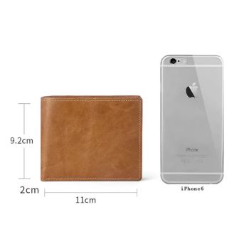 Coffee Genuine Leather RFID Blocking Wallet for Men - Vintage Bifold with Coin Pocket & ID Window