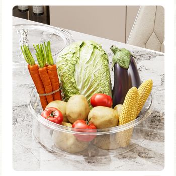 Beige And Silver Snap Button Elegant Compartment Serving Tray with Lid - Versatile Snack, Fruit & Candy Box