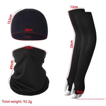2 Sets Black Cooling UV Protection Set - 2 Skull Cap, 2 Neck Gaiter & 4 Arm Sleeves for Outdoor Sports
