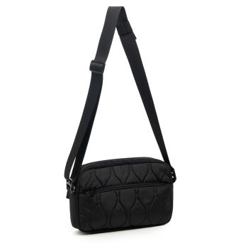 Black Stylish Quilted Belt Bag - Lightweight Nylon Crossbody Fanny Pack 
