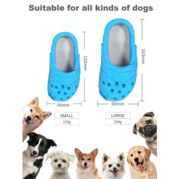 Size S Blue Tough Slipper Dog Chew Toy - Natural Rubber Treat Dispenser & Teeth Cleaner for Interactive Play & Boredom Relief