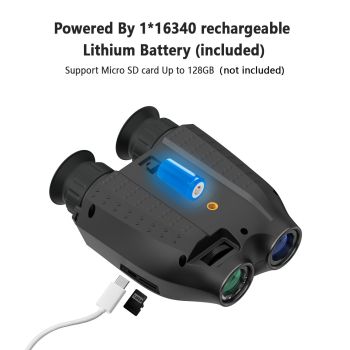 Black Professional HD Digital Night Vision Binoculars - 6X Optical Zoom, IR Illumination, Record 2.5K Video & 48MP Photos