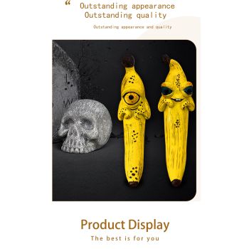 3 Pcs (Style 1+Style 2+Style 3) Yellow Whimsical Magic Banana Monster Figurine - Quirky Resin Art Decor for Home & Party