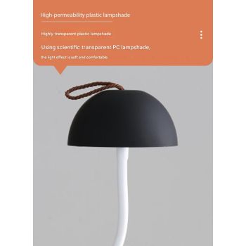 Black Three-dimensional stripes Sleek Minimalist LED Mushroom Table Lamp - Rechargeable 3-Color Touch Control, Bar & Ambient Light