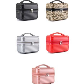 Black Durable Hard Shell Makeup Travel Case - Large Capacity Portable Cosmetic Organizer Box with Handle