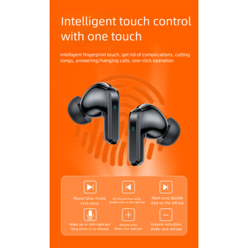 Black ProBeat X5 TWS Earbuds: Bluetooth 5.3, LED Smart Display Case, Intuitive Touch Controls, Extended Playtime