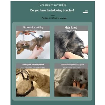 Green And Grey Dual-Sided Pet Grooming Brush - Self-Cleaning Slicker & Gentle Massage Bath Comb for Dogs & Cats