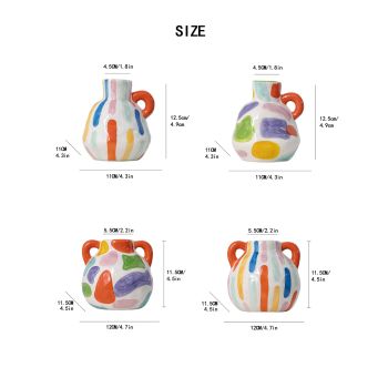 Colorful Charming Hand-Painted Ceramic Vase - Colourful Striped Jug Style Decorative Accent