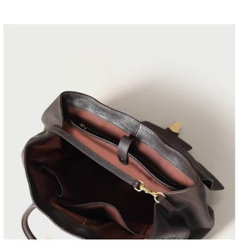 Size XL Coffee Elegant Women's Leather Briefcase Tote - Vintage Style Large Capacity Commuter Handbag - Premium Cowhide Leather
