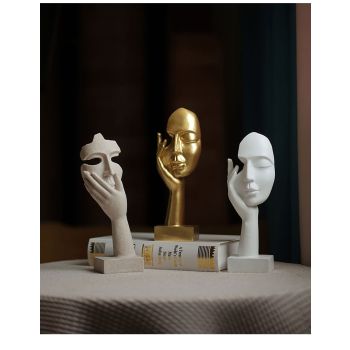 Black Style 2 Elegant Abstract Face Sculpture - Modern Resin Art Figurine, Hand & Mask Home Decor Accent