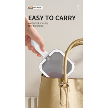 Light Yellow Square Portable Handheld LED Makeup Mirror - USB-C Rechargeable with 3 Color Light Modes for On-The-Go Touch-Ups