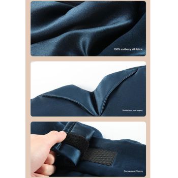 Champagne Luxury 19 Momme Mulberry Silk Sleep Mask - Total Blackout Comfort, Wide Design & Adjustable Strap