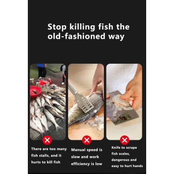 Black Cordless Electric Fish Scaler - Rechargeable 3000mAh Power, Stainless Steel Blade, Mess-Free Fish Cleaning Tool