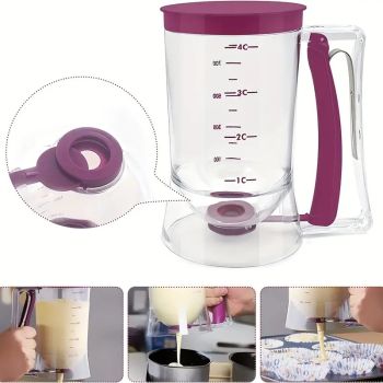 Red Precision Batter Dispenser with Measurement Marks - 900ml Easy Pour for Pancakes, Cupcakes & Waffles