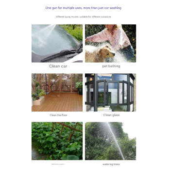 Black and Grey Heavy Duty Long Wand Garden Hose Nozzle - High Pressure Water Spray Gun with Adjustable Patterns for Car Wash, Plants & Cleaning