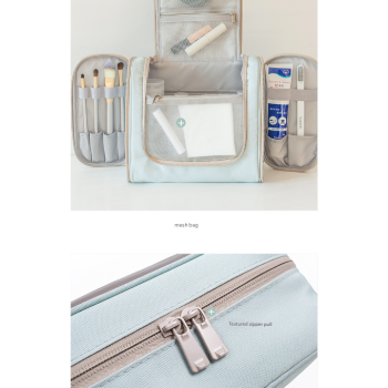 Light Blue Large Capacity Hanging Travel Toiletry Bag - Portable Waterproof Organizer for Cosmetics, Makeup & Toiletries with Multiple Compartments
