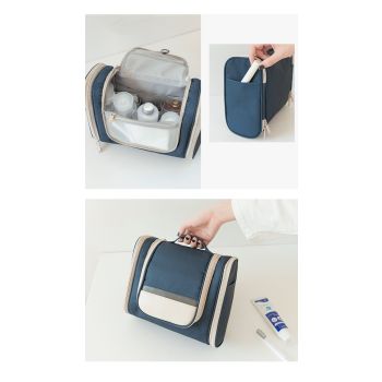 Dark Blue Large Capacity Hanging Travel Toiletry Bag - Portable Waterproof Organizer for Cosmetics, Makeup & Toiletries with Multiple Compartments