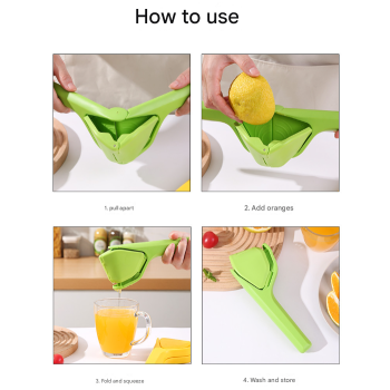 3 Pcs Green Easy-Squeeze Manual Citrus Juicer - Durable Lemon & Orange Squeezer with Pour Spout, Food-Grade PP