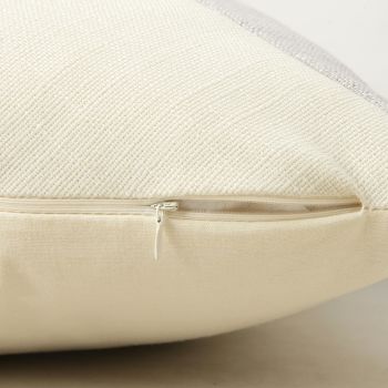 Khaki and Gray Modern Geometric Faux Leather & Cotton-Linen Cushion Covers - Set of 2, 45x45cm Decorative Pillowcases for Sofa & Car