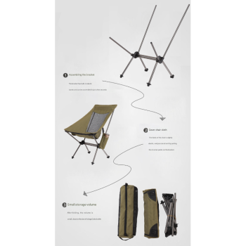 Black Lightweight Portable Folding Camping Chair - High-Back Aluminum Alloy Moon Chair with Oxford Fabric, Side Pocket & Carry Bag for Outdoor, Beach, Fishing