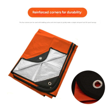 Heavy Duty PE Emergency Survival Blanket - Waterproof Thermal Reflective Tarp (Orange/Silver)