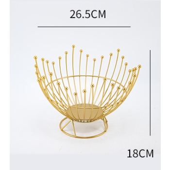 Pedestal Base Black Modern Metal Wire Fruit Basket Bowl - Countertop Storage for Fruit & Snacks