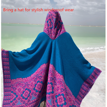 Orange Soft Faux Cashmere Poncho Cape - Oversized Winter Shawl Wrap (130x150cm)