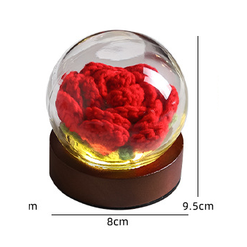 Gradient Blue Rose Knitted Flower LED Dome Lamp - USB Touch 3-Color Night Light