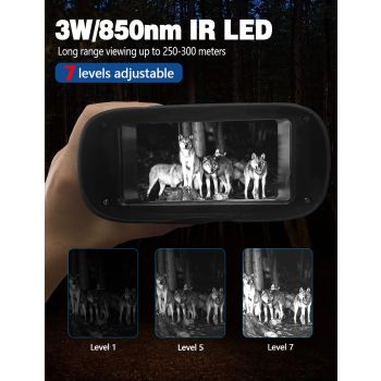 Black 4K Portable Digital Night Vision Binoculars - HD Photo & Video Infrared Scope