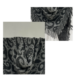 Grey Luxurious Fringe Wool and Lambswool Scarf for Women - Thick Warm 60 x 170 cm Shawl