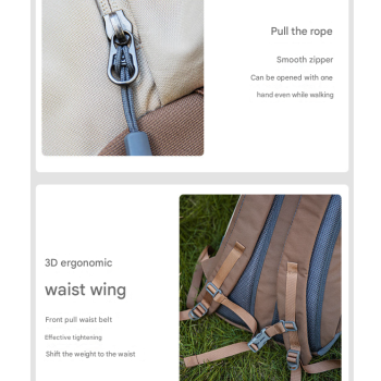 Brown 20L Lightweight Hiking Backpack for Camping, Travel, and Commuting