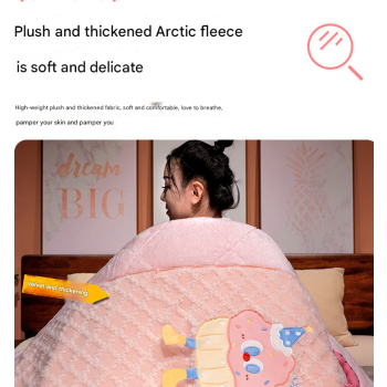 Pink Thick Fleece Cartoon Cookie Pillow Blanket 2-in-1 for Winter Car and Office Use