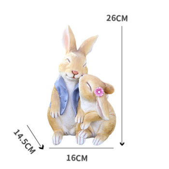 Kisses Rabbits Cute Rabbit Resin Garden Ornament - Charming Outdoor Decor