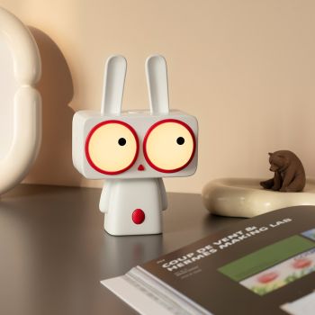 Round Eyes Cute Bobi Rabbit LED Night Light for Kids - USB Rechargeable