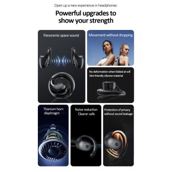 Yellow T2 AI Smart Translation Earbuds - Open-Ear OWS Bluetooth 5.4 Headphones with Simultaneous Interpretation & IPX4 Waterproof