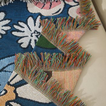 Cat Artistic Jacquard Throw Blanket - American Style Illustrated Sofa Cover & Tapestry - 130 x 160cm